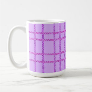 Pink and purple flower checkered pattern coffee mug