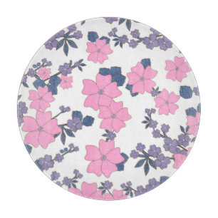 PINK AND PURPLE FLOWER PATTERN CUTTING BOARD