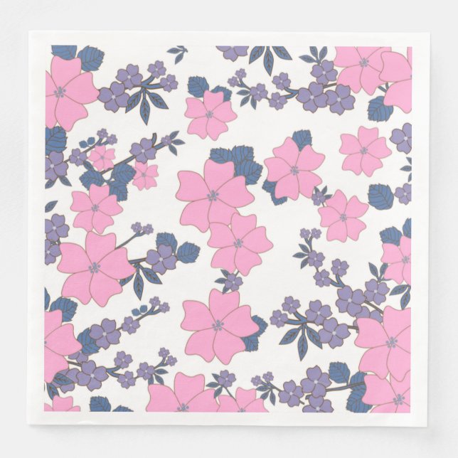 PINK AND PURPLE FLOWER PATTERN NAPKIN (Front)