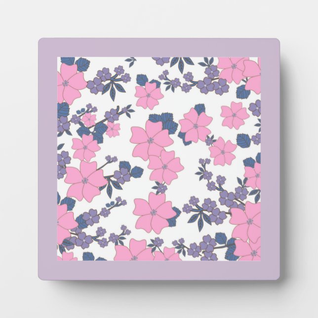 PINK AND PURPLE FLOWER PATTERN PLAQUE (Front)