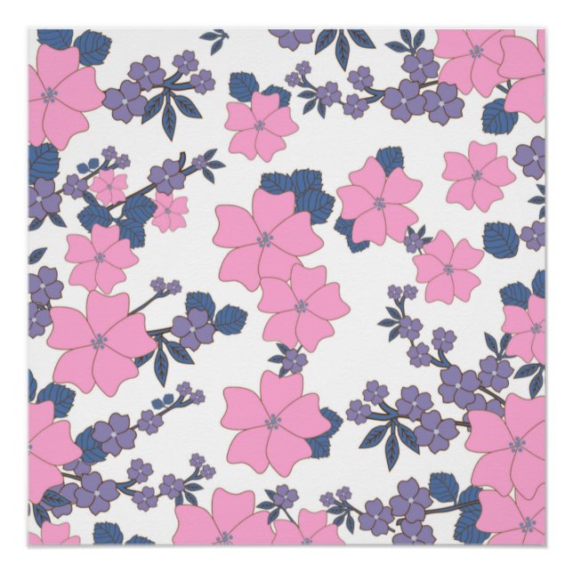 PINK AND PURPLE FLOWER PATTERN POSTER (Front)