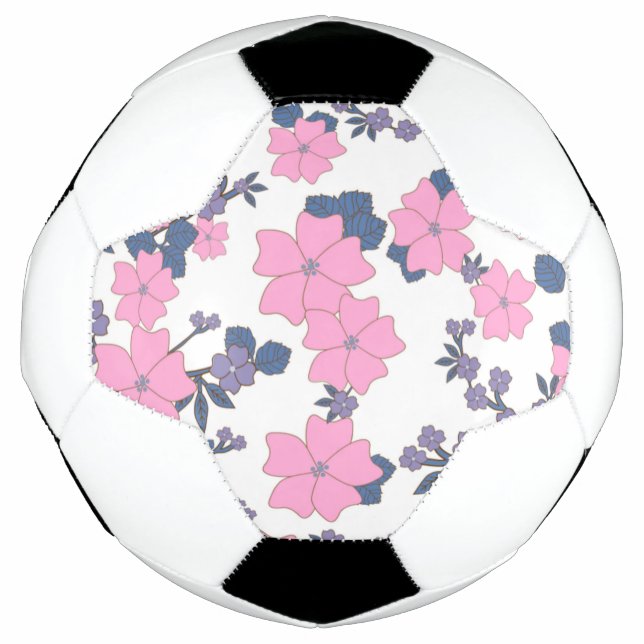PINK AND PURPLE FLOWER PATTERN SOCCER BALL (Front)