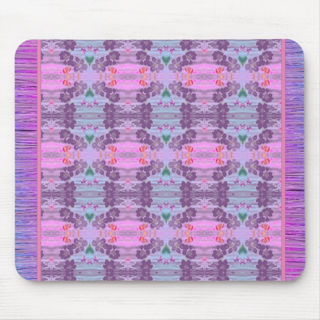 Pink And Purple Flowered Pattern Designer Mouse Pad (Front)