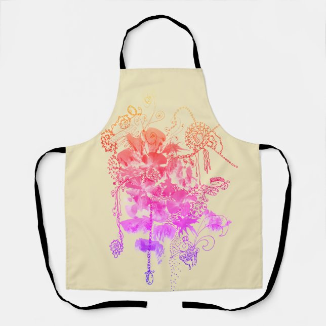 Pink and Purple Flowers Apron (Front)