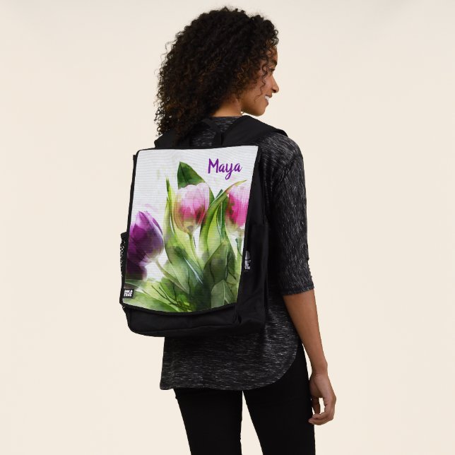 Pink And Purple Flowers Backpack (Worn)