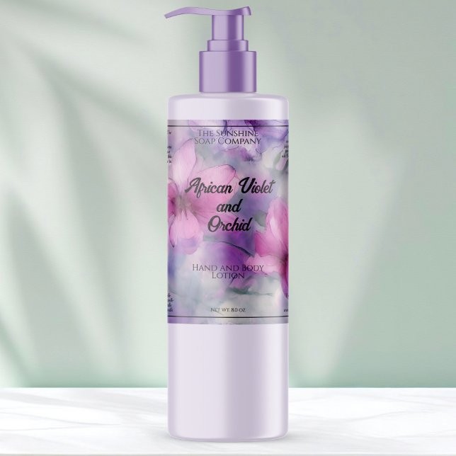 Pink and Purple Flowers cosmetics bottle label (Creator Uploaded)
