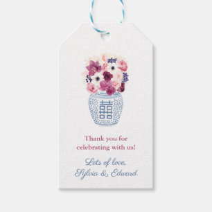 Pink And Purple Flowers Fall Winter Bridal Shower Gift Tags