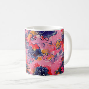 Pink and Purple Flowers Garden Original Watercolor Coffee Mug