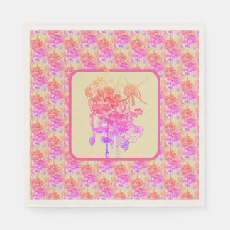 Pink and Purple Flowers Paper Napkin