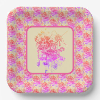 Pink and Purple Flowers Paper Plates