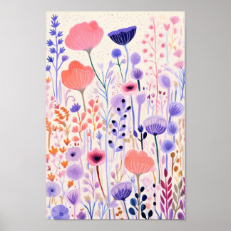 Pink and Purple Flowers Poster