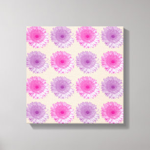 Pink and purple gerber floral pattern canvas print