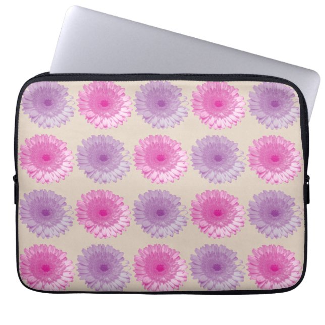 Pink and purple gerber floral pattern laptop sleeve (Front)
