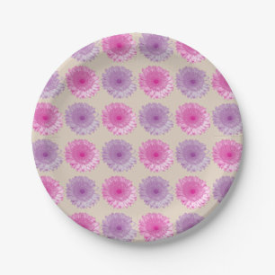 Pink and purple gerber floral pattern paper plate
