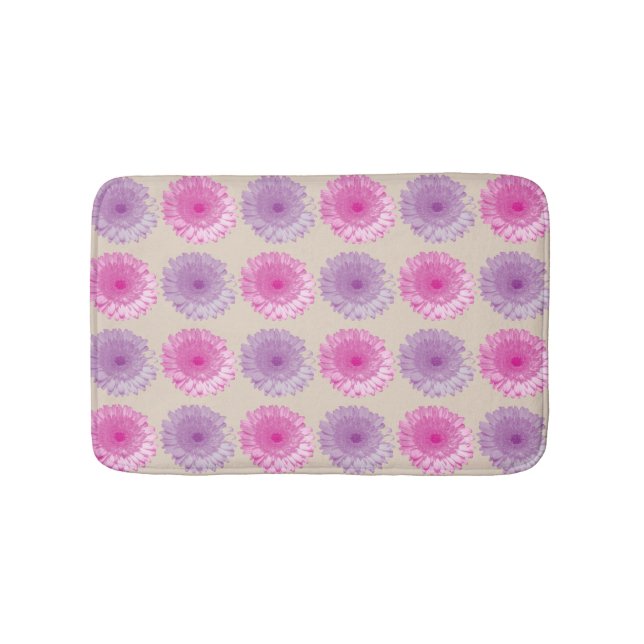Pink and purple gerber flowers bath mat (Front)