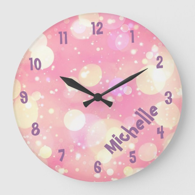 Pink and Purple Girl's Room Name Clock (Front)