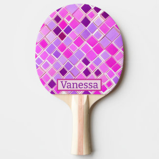 Pink and purple girly plaid pattern ping pong paddle