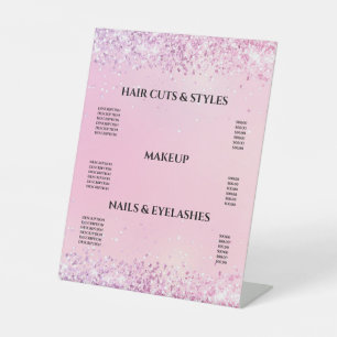 Pink and Purple Glitter Blush Hair Makeup Salon Pedestal Sign