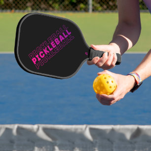 Pink and Purple Gradient Pickleball on Black  Paddle