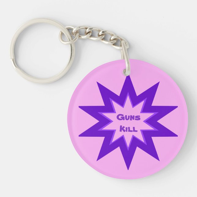 Pink and Purple Guns Kill Acrylic Keychain (Front)