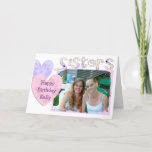 Pink and Purple Happy Birthday Card for Sister<br><div class="desc">Pink and Purple Happy Birthday Card for Sister

Personalise this card by adding your favourite picture of you and your sister!</div>