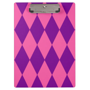 Pink and Purple Harlequin Checkered Design Clipboard