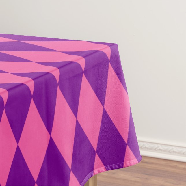 Pink and Purple Harlequin Checkered Design  Tablecloth (Creator Uploaded)