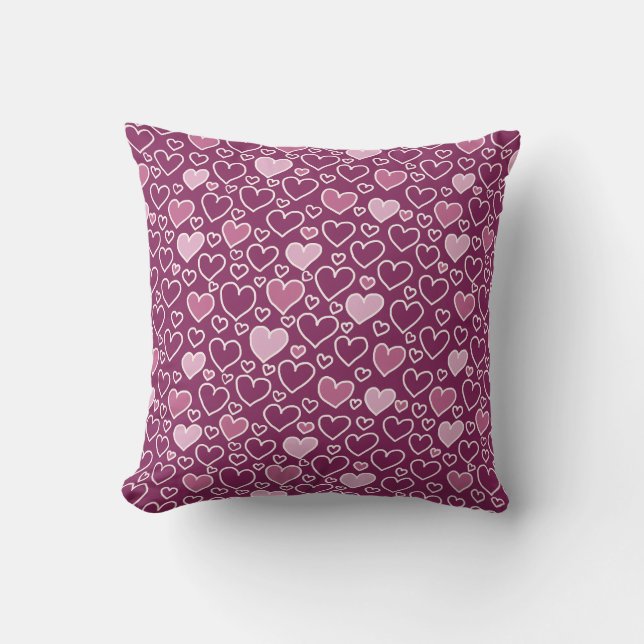 Pink and Purple Hearts Cushion (Front)