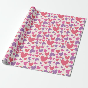 Pink and Purple Hearts Valentine Wrapping Paper