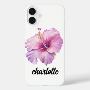 pink and purple hibiscus flower phone case