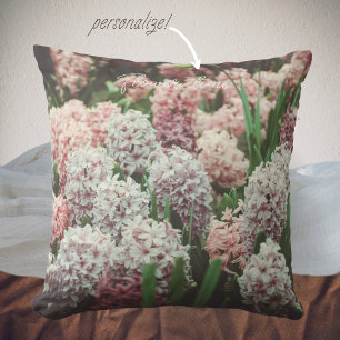 Pink and Purple Hyacinth in the Spring Garden Cushion