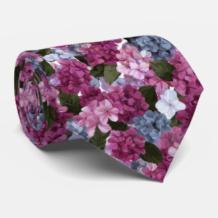 Pink and Purple Hydrangea Floral Pattern Tie