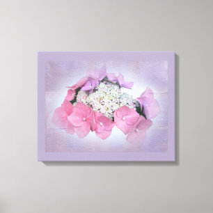 Pink and Purple Lace Cap Hydrangea Flowers Canvas Print