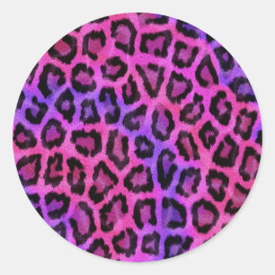 Pink and Purple Leopard Fur Spots Pattern Classic Round Sticker