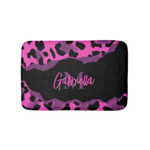 Pink and Purple Leopard Print Bath Mat