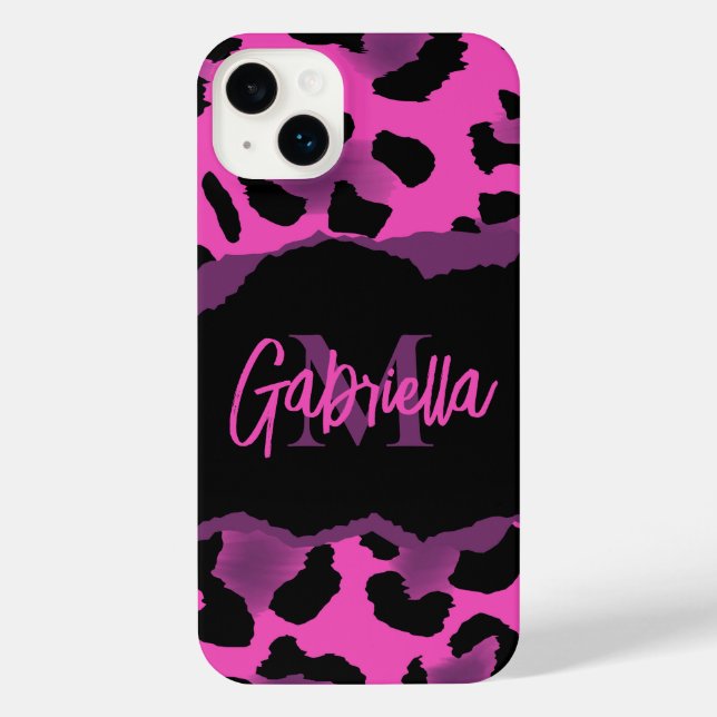 Pink and Purple Leopard Print iPhone Case (Back)