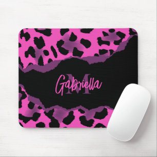 Pink and Purple Leopard Print Mouse Pad