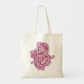 PINK AND PURPLE LETTER B MONOGRAMED TOTE BAG