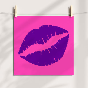 Pink and Purple Lipstick Kiss Poster
