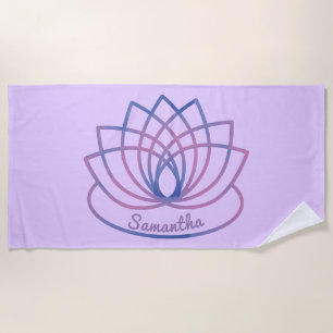 Pink and Purple  Lotus Flower Beach Towel