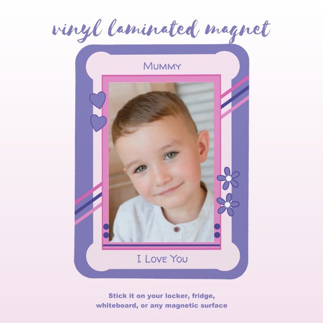 Pink and purple love you mummy photo magnet (Creator Uploaded)