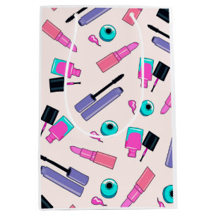 Pink and Purple Make Up Cosmetics Pattern Medium Gift Bag