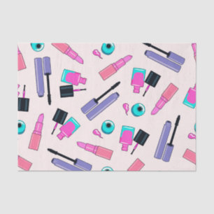 Pink and Purple Make Up Cosmetics Pattern Tissue Paper