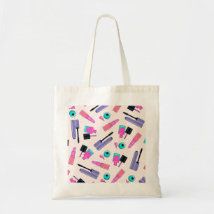 Pink and Purple Make Up Cosmetics Pattern Tote Bag