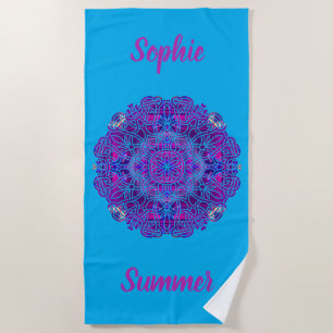 Pink and Purple Mandala Beach Towel