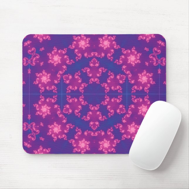 Pink and Purple Mandela Round Snowflakes Mouse Pad (With Mouse)