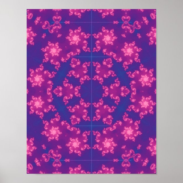 Pink and Purple Mandela Round Snowflakes Poster (Front)