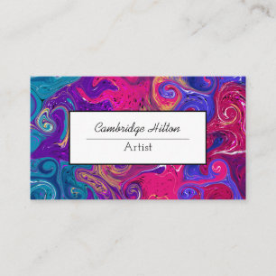 Pink and Purple Marble Modern Abstract Fluid Art   Business Card