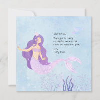 Pink and Purple Mermaid Birthday Thank You