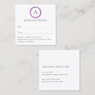 Pink and Purple Monogram Modern Appointment Card
